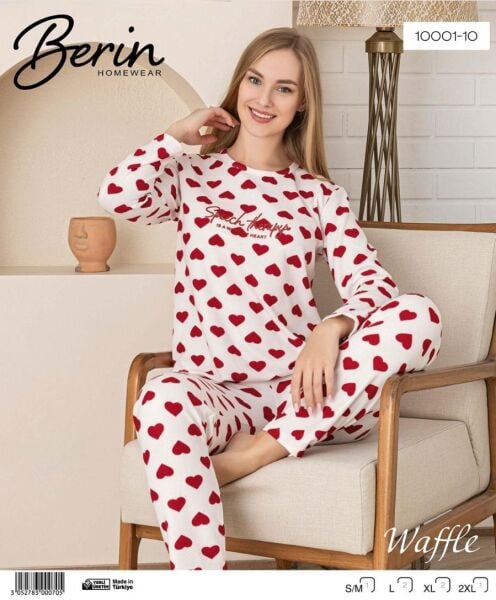 BERİN 10001-10 BAYAN WAFFLE KUMAŞ PİJAMA TAKIMI
