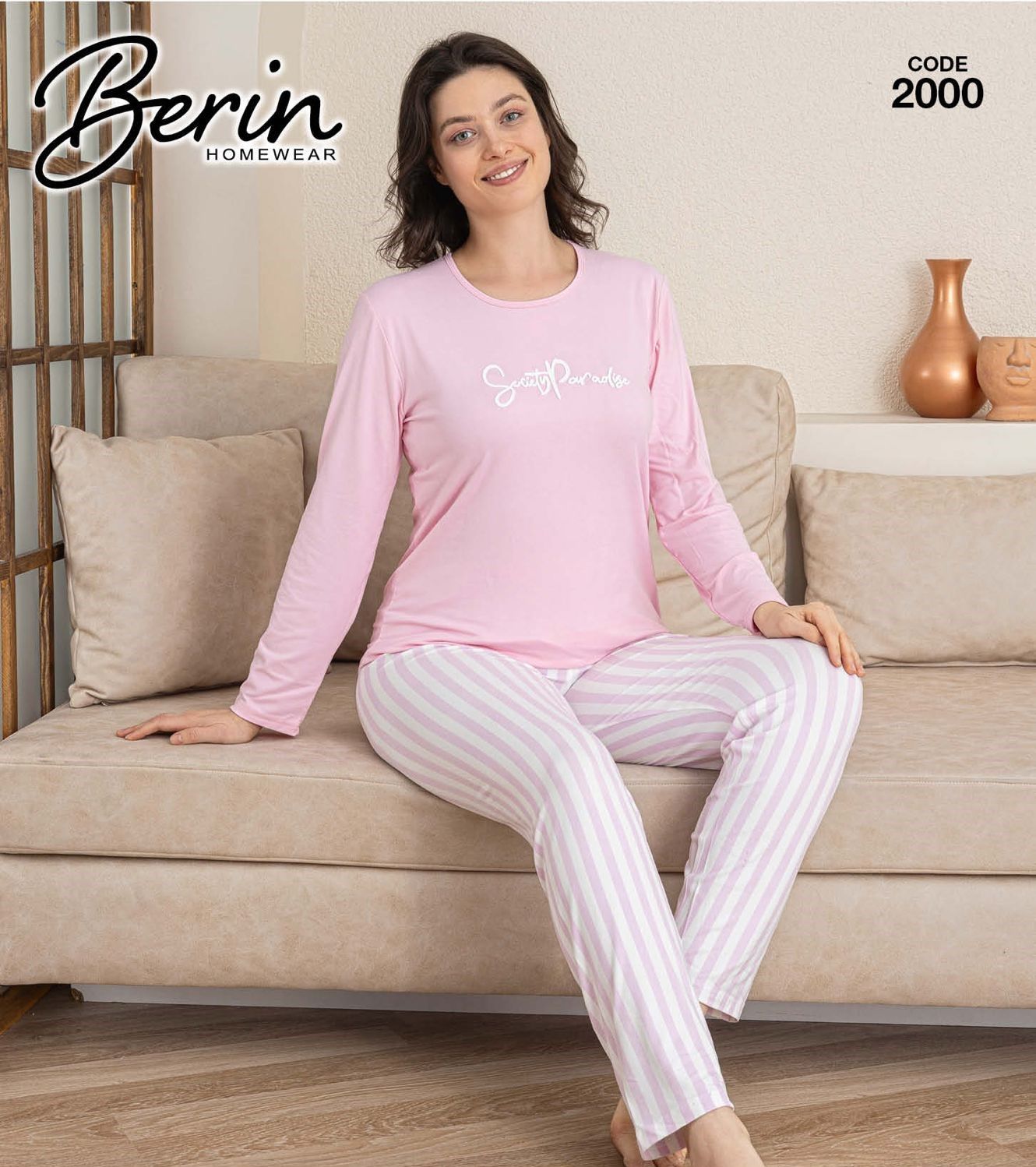 BERİN 2000-4 MİLAN PİJAMA TAKIM PEMBE