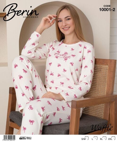 BERİN 10001-2 BAYAN WAFFLE KUMAŞ PİJAMA TAKIMI