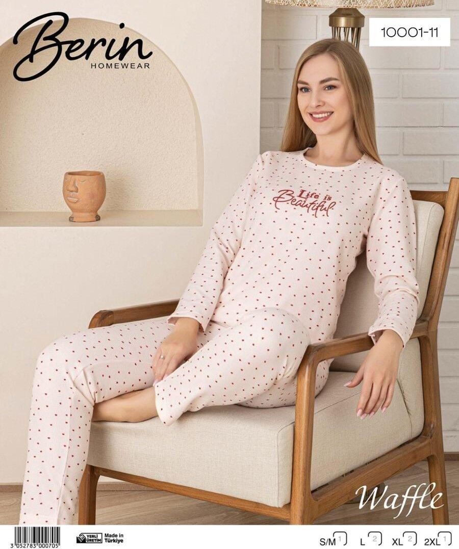 BERİN 10001-11 BAYAN WAFFLE KUMAŞ PİJAMA TAKIMI