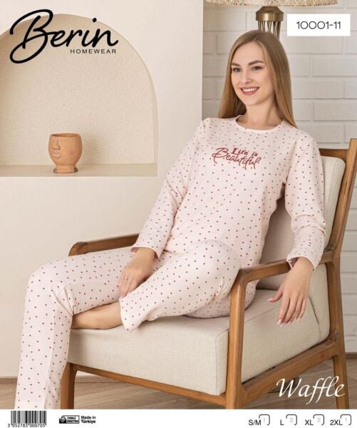 BERİN 10001-11 BAYAN WAFFLE KUMAŞ PİJAMA TAKIMI