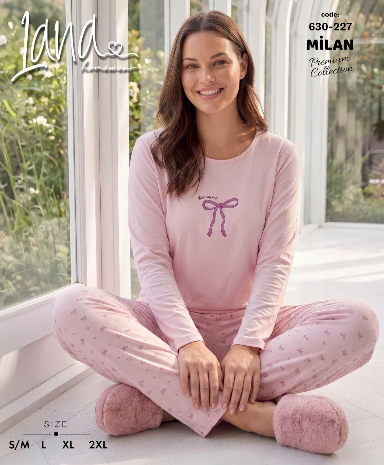 LANA 630-227 MİLAN SOFT BİS.YAKA PİJAMA TAKIMI
