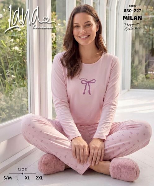 LANA 630-227 MİLAN SOFT BİS.YAKA PİJAMA TAKIMI