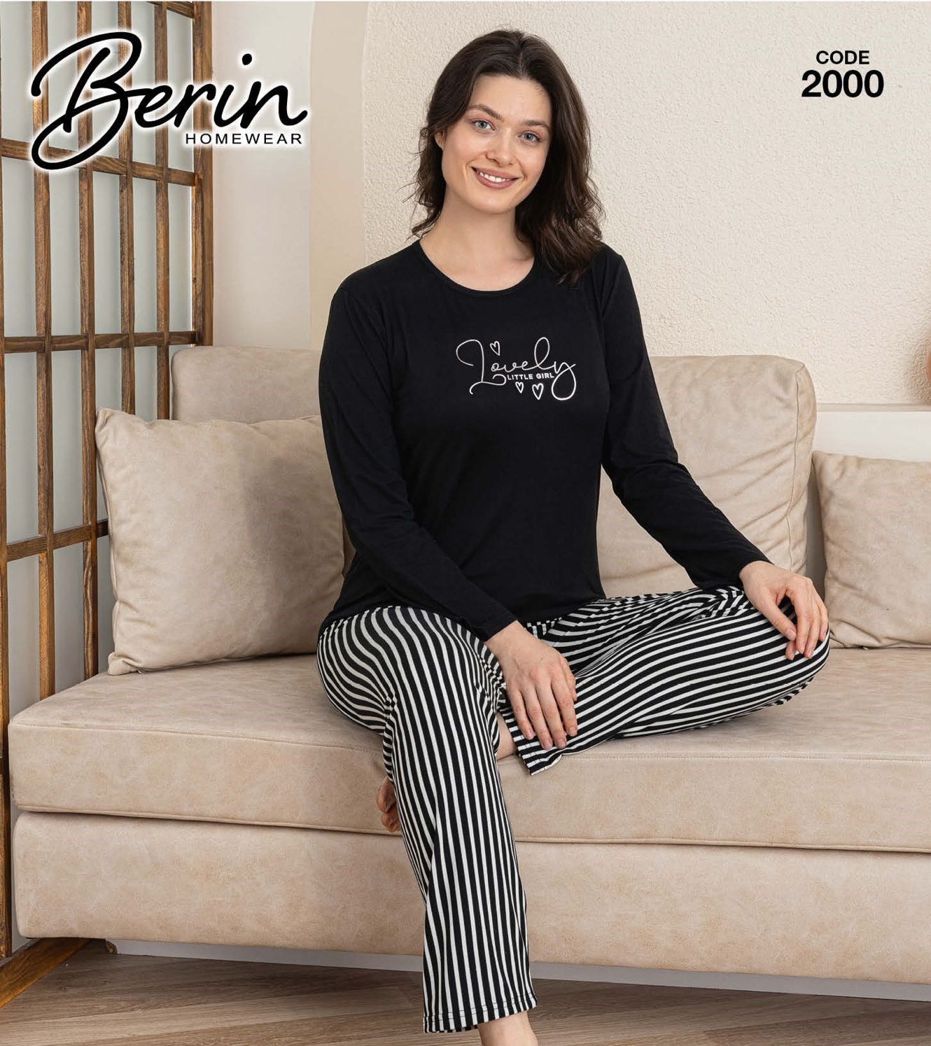 BERİN 2000-6 MİLAN PİJAMA TAKIM SİYAH