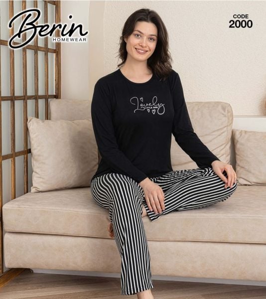 BERİN 2000-6 MİLAN PİJAMA TAKIM SİYAH