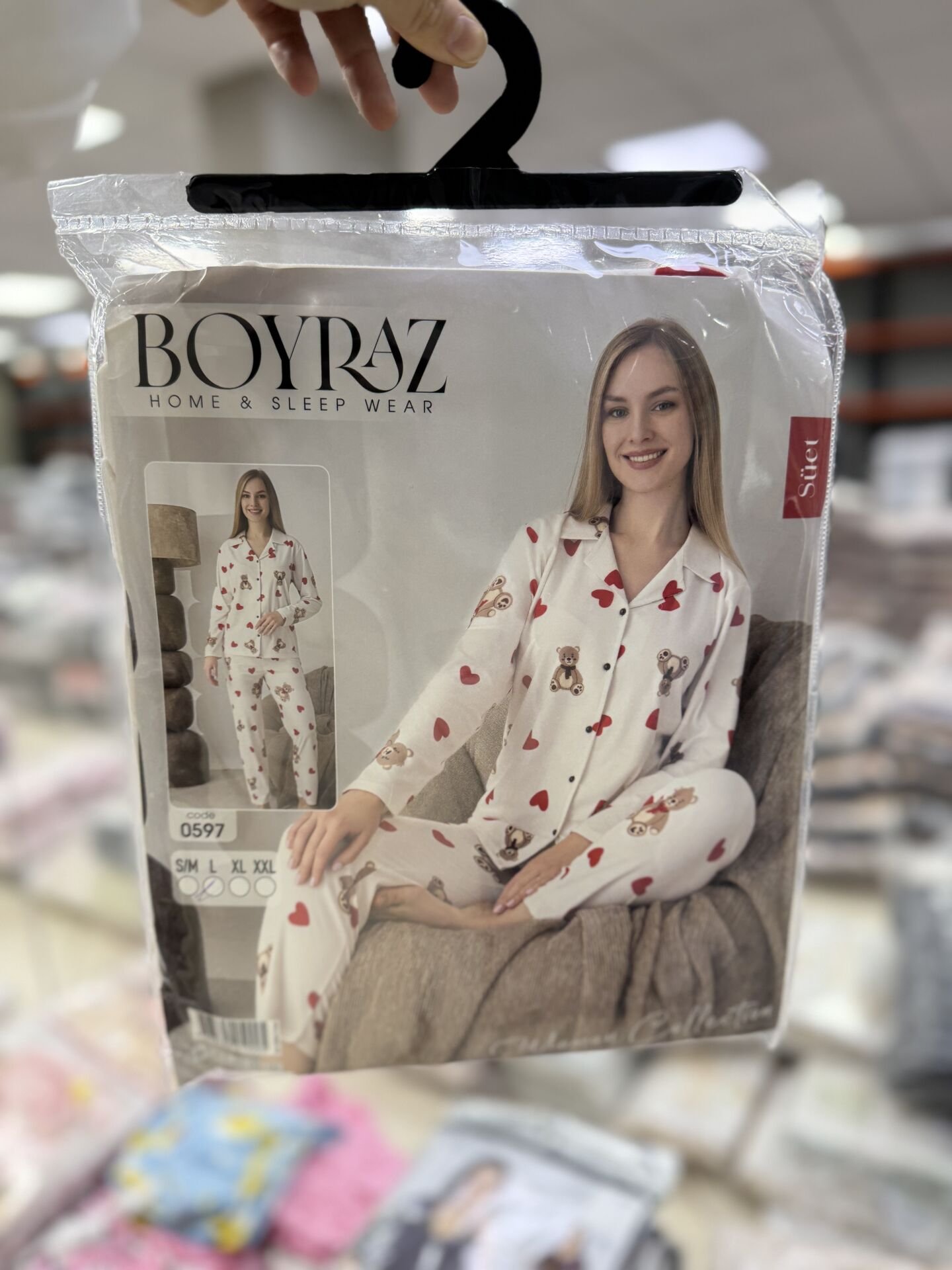 BOYRAZ 0597 BAYAN SÜET DÜĞMELİ PİJAMA TAKIMI