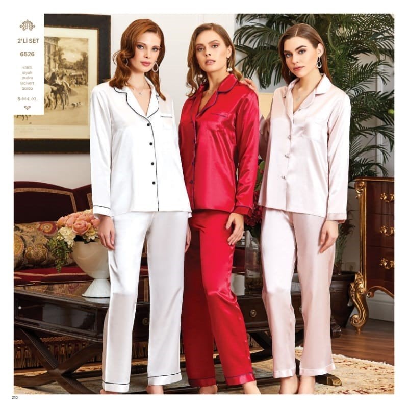 JEREMİ 6526 SATEN BİYELİ PİJAMA TAKIM