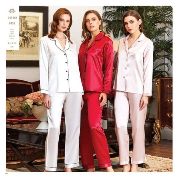 JEREMİ 6526 SATEN BİYELİ PİJAMA TAKIM