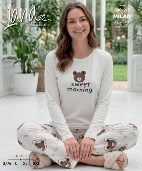 LANA 630-215 MİLAN SOFT BİS.YAKA PİJAMA TAKIMI