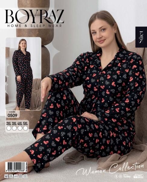 BOYRAZ 0509 SÜET DÜĞMELİ BATTAL PİJAMA TAKIM