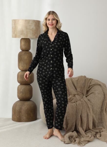 BOYRAZ 02293 BAYAN SÜET DÜĞMELİ PİJAMA TAKIMI