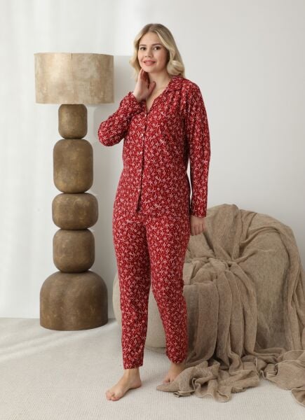 BOYRAZ 02290 BAYAN SÜET DÜĞMELİ PİJAMA TAKIMI