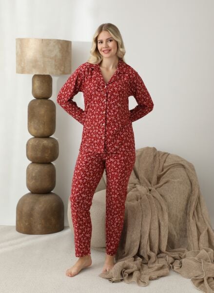 BOYRAZ 02290 BAYAN SÜET DÜĞMELİ PİJAMA TAKIMI