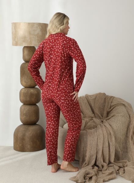 BOYRAZ 02290 BAYAN SÜET DÜĞMELİ PİJAMA TAKIMI