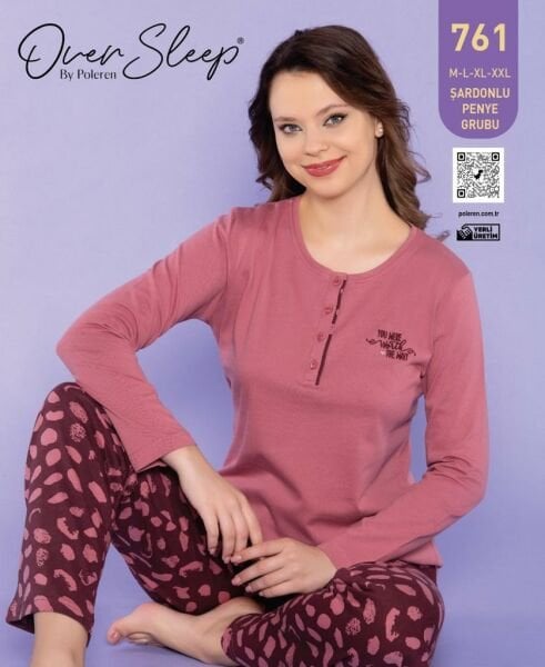 OVER SLEEP 761 BAYAN ŞARDONLU PİJAMA TAKIM
