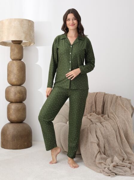 BOYRAZ 02272 BAYAN SÜET DÜĞMELİ PİJAMA TAKIMI