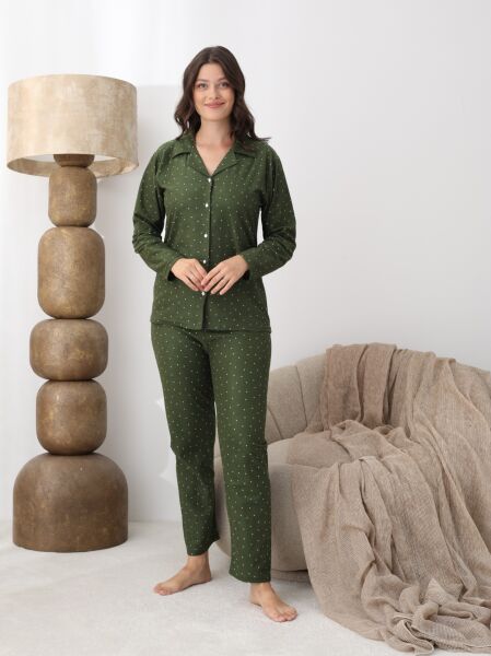 BOYRAZ 02272 BAYAN SÜET DÜĞMELİ PİJAMA TAKIMI