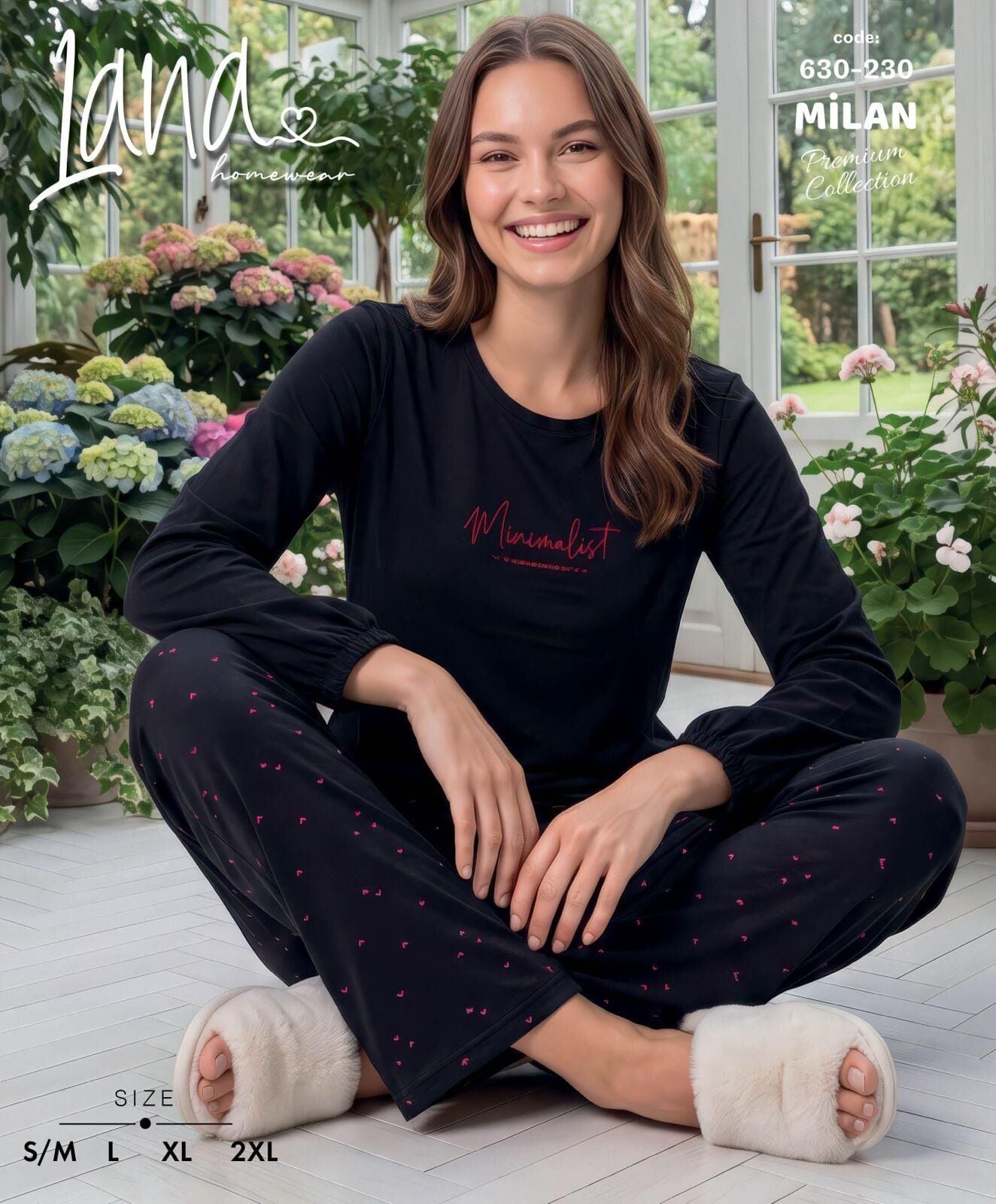 LANA 630-230 MİLAN SOFT BİS.YAKA PİJAMA TAKIMI