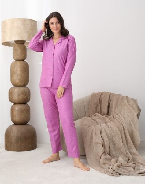 BOYRAZ 02270 BAYAN SÜET DÜĞMELİ PİJAMA TAKIMI