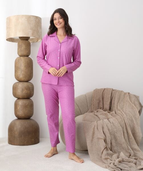 BOYRAZ 02270 BAYAN SÜET DÜĞMELİ PİJAMA TAKIMI