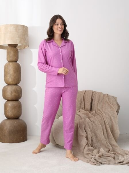 BOYRAZ 02270 BAYAN SÜET DÜĞMELİ PİJAMA TAKIMI