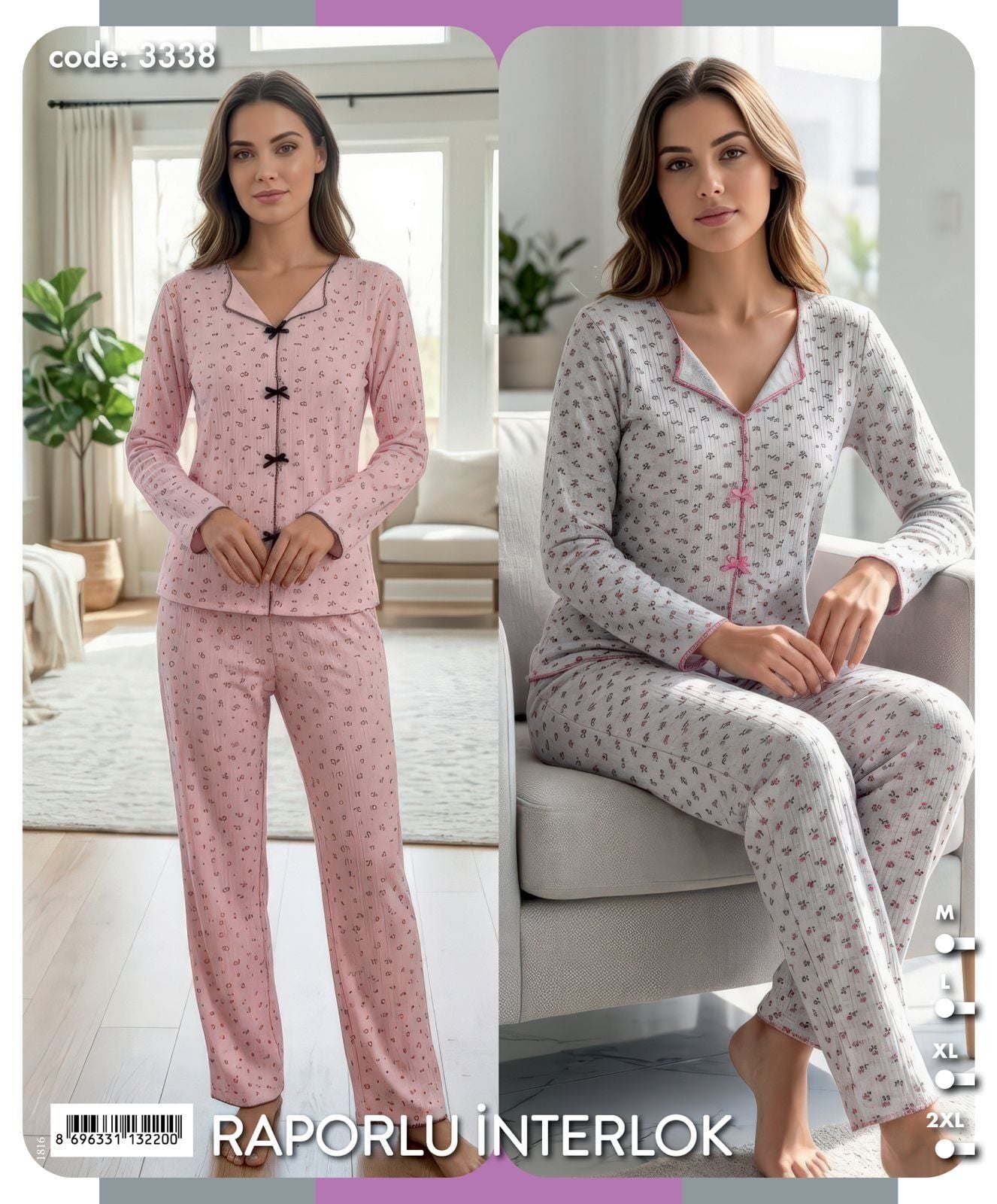 TİME MODA 3338 BAYAN FİYONKLU İNTERLOK PİJAMA TK