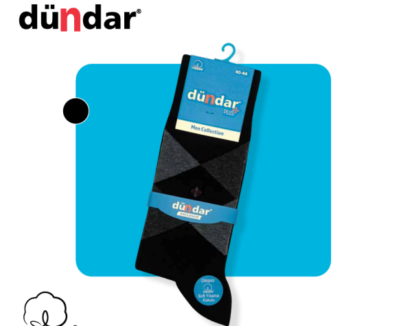 DÜNDAR 5527 ERKEK PLUS LİKRALI DESENLİ ÇORAP