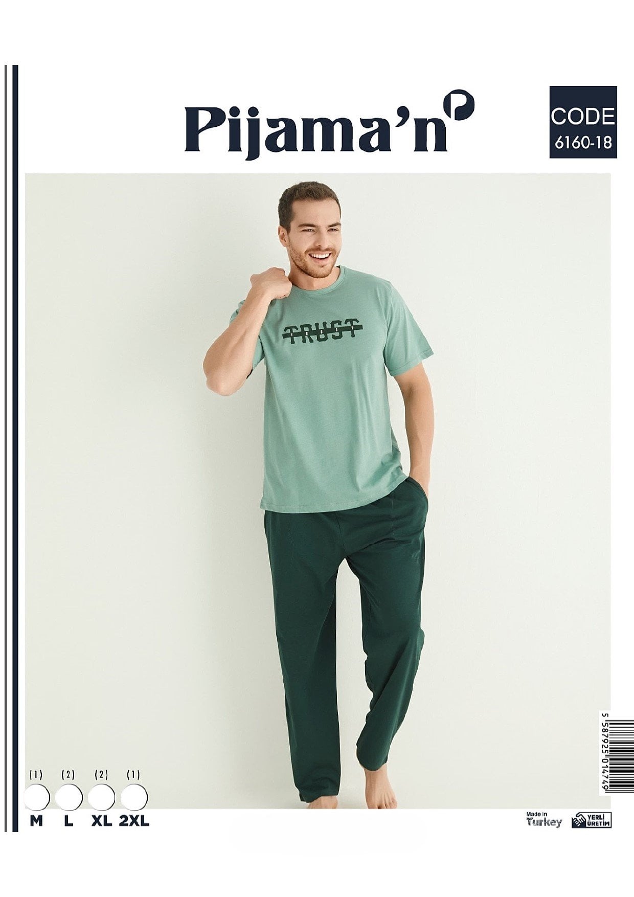 PİJAMAN 6160-18 ERKEK PENYE KISAKOL PİJAMA TAKIM
