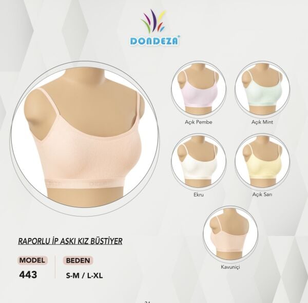 DONDEZA 443 RAPORLU İP ASKI KIZ BÜSTİYER