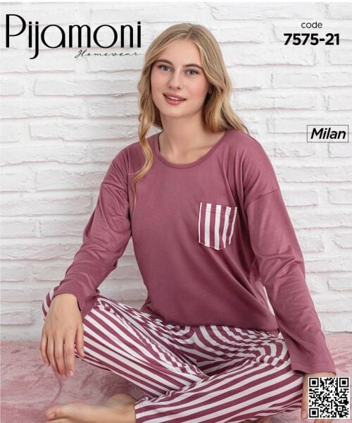 PİJAMONİ 7575-21 BAYAN MİLAN PİJAMA TAKIM