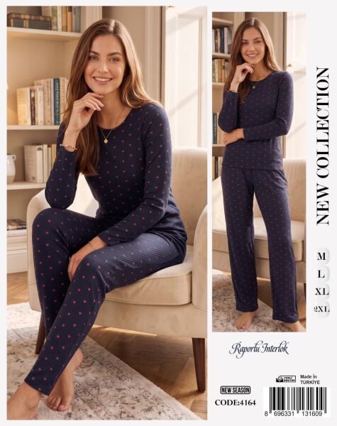 TİME MODA 4164 BAYAN BEYZİK İNTERLOK PİJAMA TK