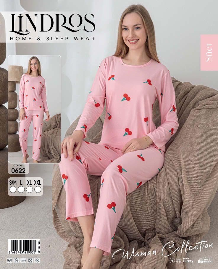 LİNDROS 0622 BAYAN SÜET SIFIRYAKA PİJAMA TAKIMI