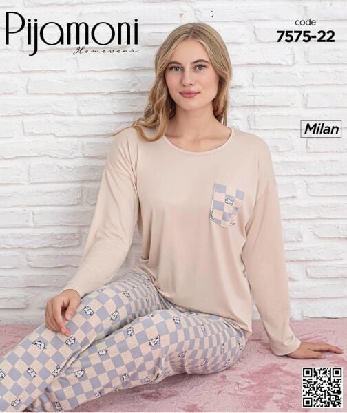 PİJAMONİ 7575-22 BAYAN MİLAN PİJAMA TAKIM