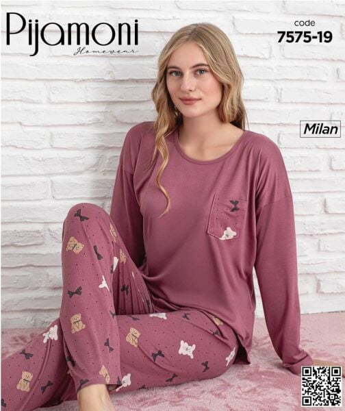 PİJAMONİ 7575-19 BAYAN MİLAN PİJAMA TAKIM