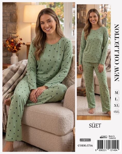 TİME MODA 3716 BAYAN SÜET PİJAMA TAKIM