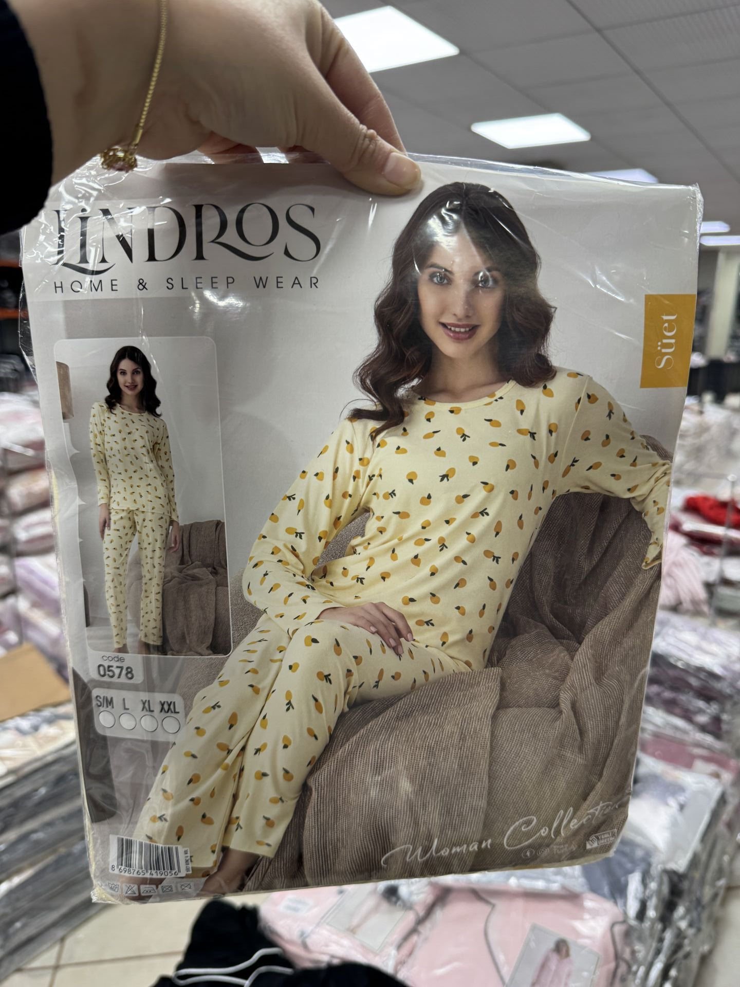 LİNDROS 0578 BAYAN SÜET SIFIRYAKA PİJAMA TAKIMI