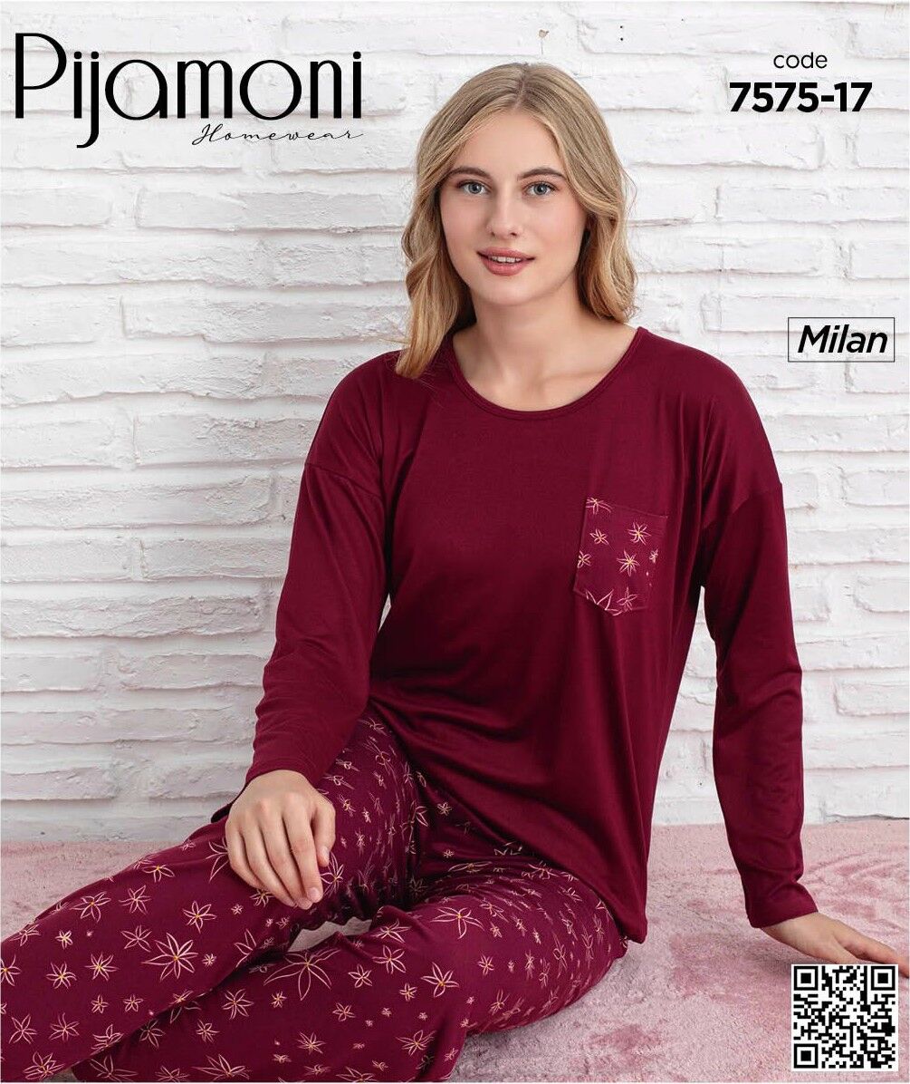 PİJAMONİ 7575-17 BAYAN MİLAN PİJAMA TAKIM