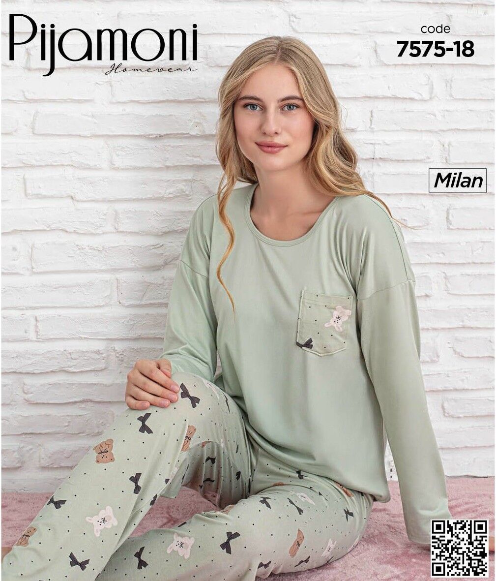 PİJAMONİ 7575-18 BAYAN MİLAN PİJAMA TAKIM