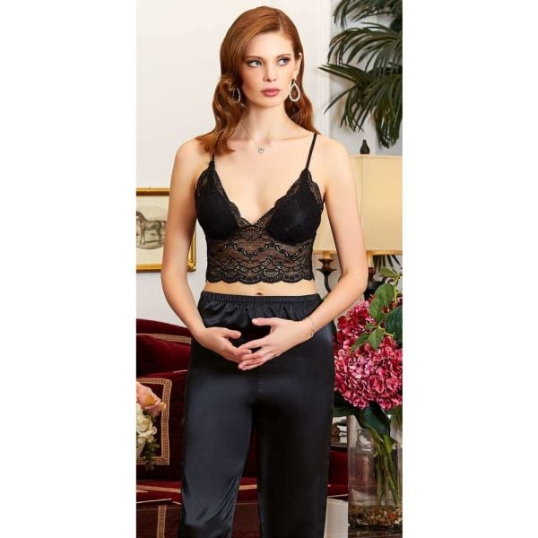 JEREMİ 3088 SATEN 3 LÜ BÜSTİYERLİ PİJAMA TAKIM