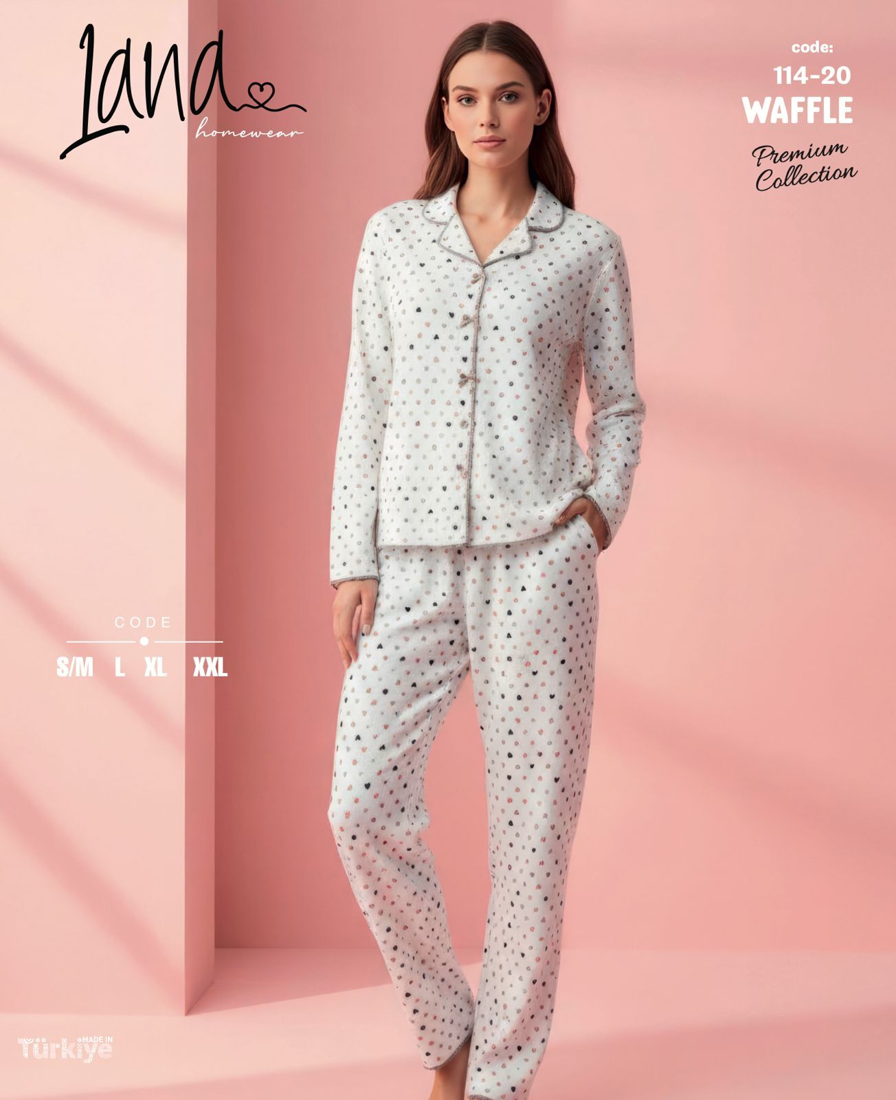 LANA 114-20 BAYAN DİKİŞLİ WAFFLE PİJAMA TAKIMI