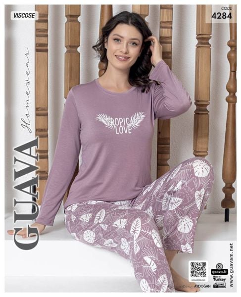 GUAVA 4284 BAYAN VİSKON PİJAMA TAKIM