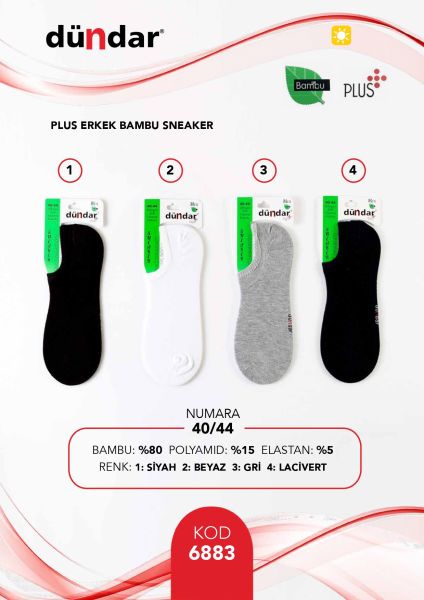 DÜNDAR 6883 ERKEK PLUS BAMBU SNEAKER BABET ÇORAP