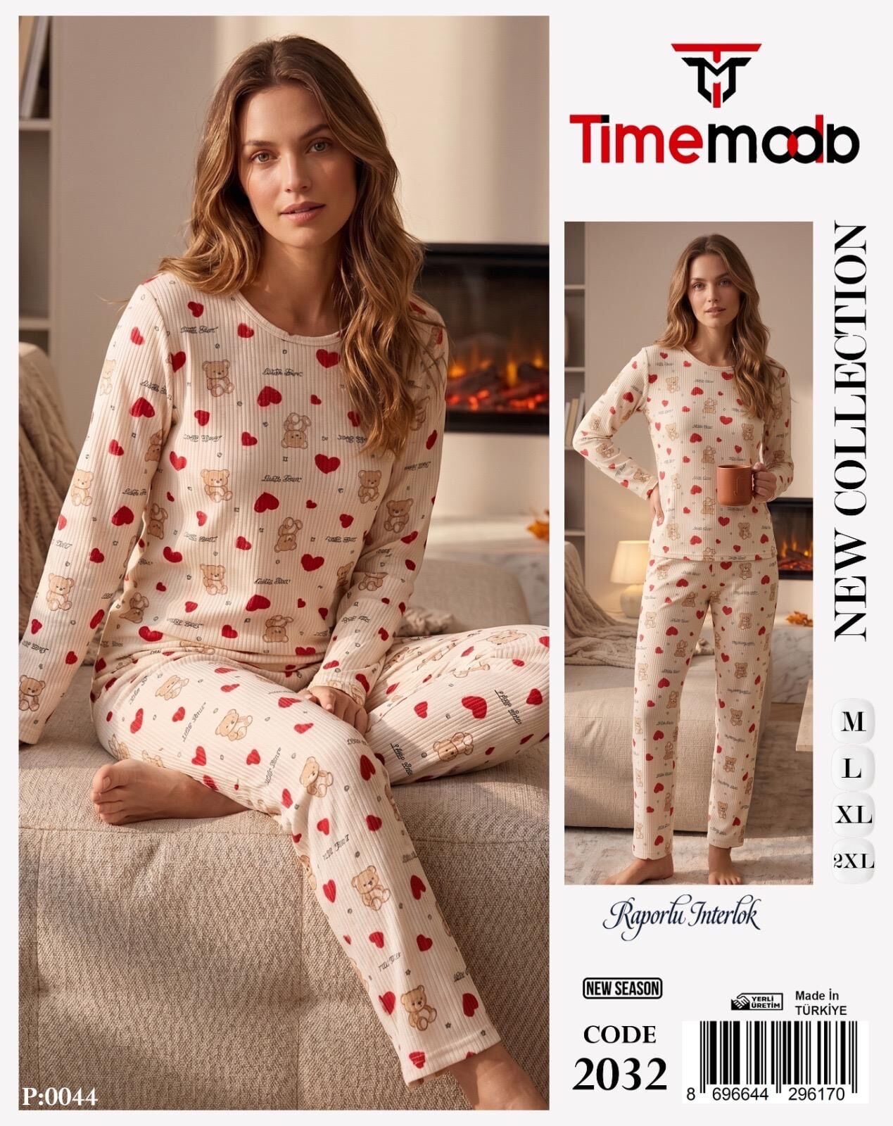 TİME MODA 2032 BAYAN BEYZİK İNTERLOK PİJAMA TK