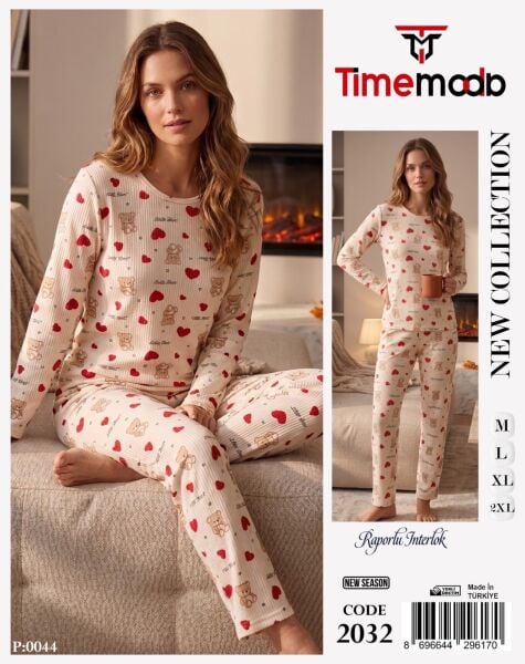 TİME MODA 2032 BAYAN BEYZİK İNTERLOK PİJAMA TK