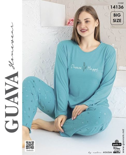 GUAVA 14136 BAYAN BATTAL VİSKON PİJAMA TAKIM