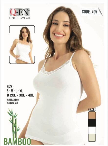 Q-EN 705 BAYAN BAMBU İP ASKI ÇİFT YÖNLÜ ATLET