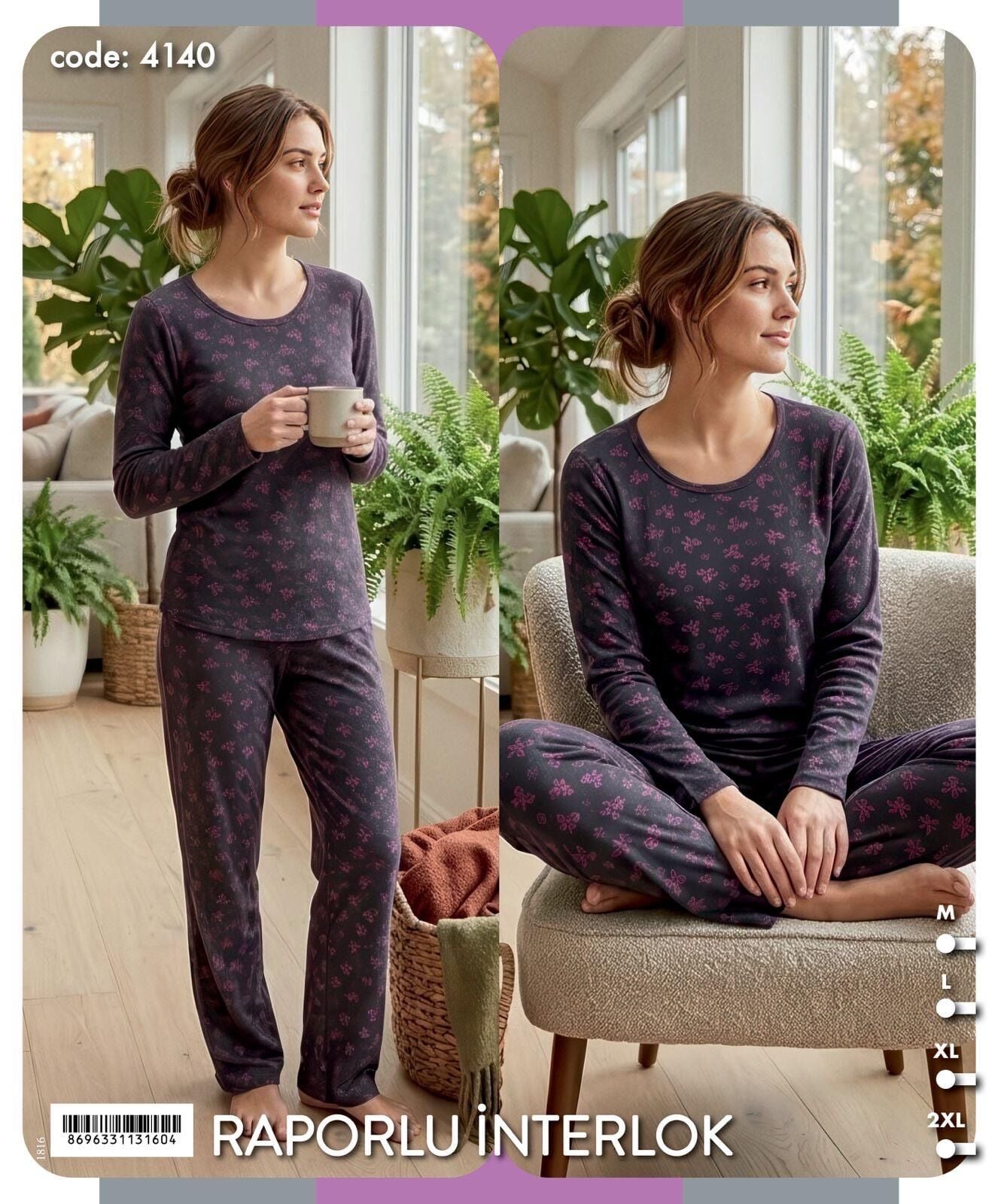 TİME MODA 4140 BAYAN BEYZİK İNTERLOK PİJAMA TK