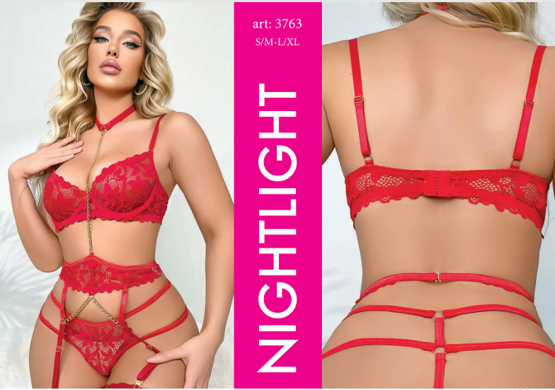 NIGHTLIGHT 3763 FANTAZİ JARTİYER TAKIM KIRMIZI