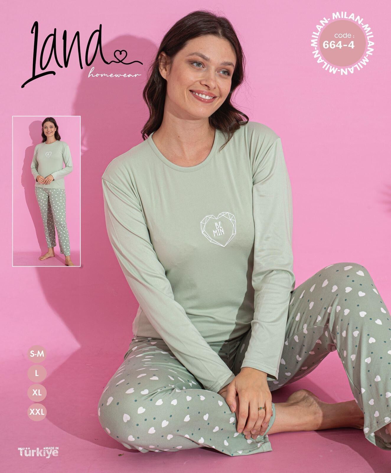 LANA 664-4 ENJEKSİYON BASKI PİJAMA TAKIMI