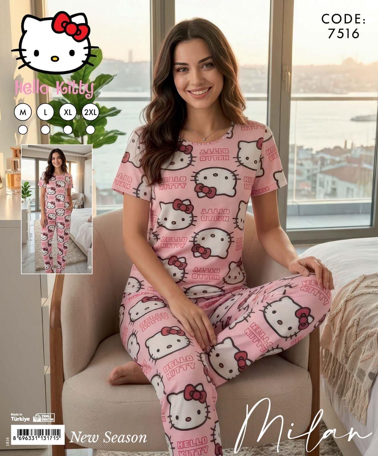 TİME MODA 7516 MİLAN KISA KOL PİJAMA TAKIM